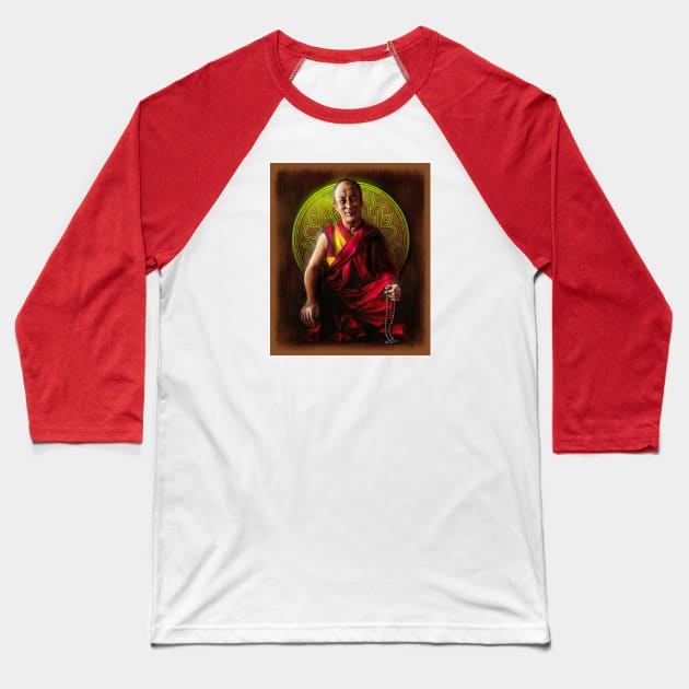 Dalai Lama Baseball T-Shirt by AndreKoeks